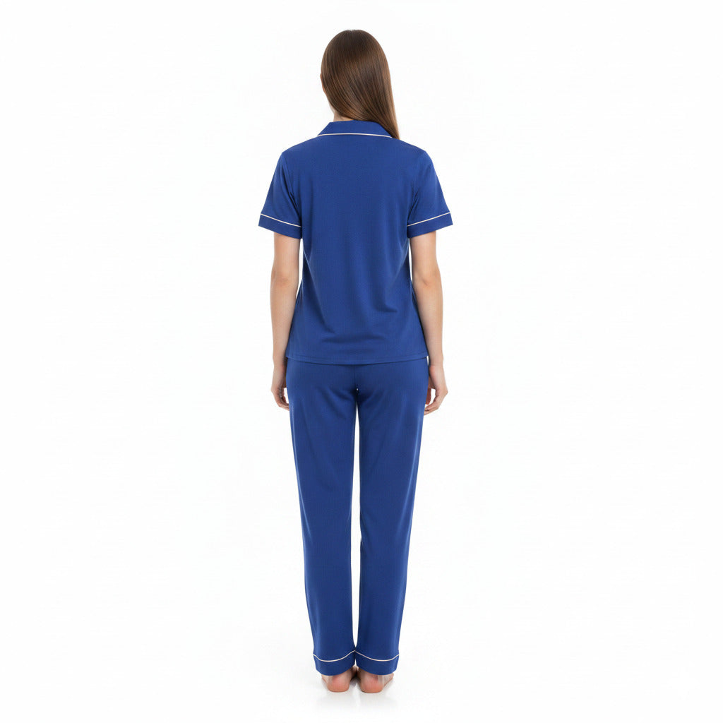 JOANNA F281404BT Women's 2-Piece Short Sleeve Pajama Set with Contrast Piping