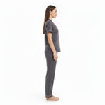 JOANNA F281404BT Women's 2-Piece Short Sleeve Pajama Set with Contrast Piping