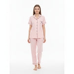 JOANNA F281404BT Women's 2-Piece Short Sleeve Pajama Set with Contrast Piping