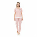 JOANNA F246666BT Women's 2-Piece Short Sleeve Polka Dot Henley Pajama Set