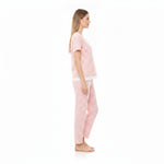 JOANNA F246666BT Women's 2-Piece Short Sleeve Polka Dot Henley Pajama Set
