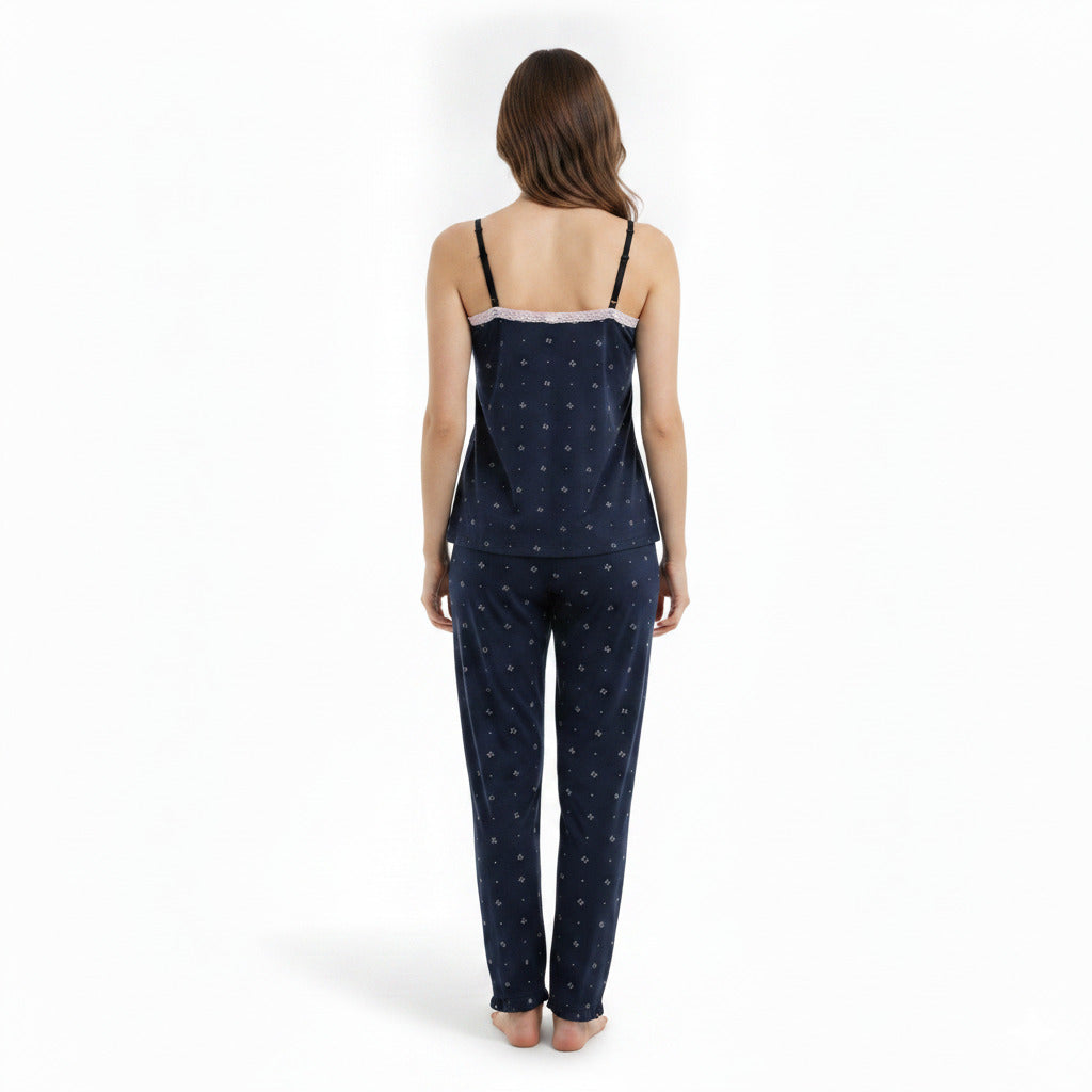 JOANNA 216743BT Women's 3-Piece Pyjama Set Soft Breathable Loungewear Long Sleeve Top, Cami and Pants Cotton Blend Sleepwear
