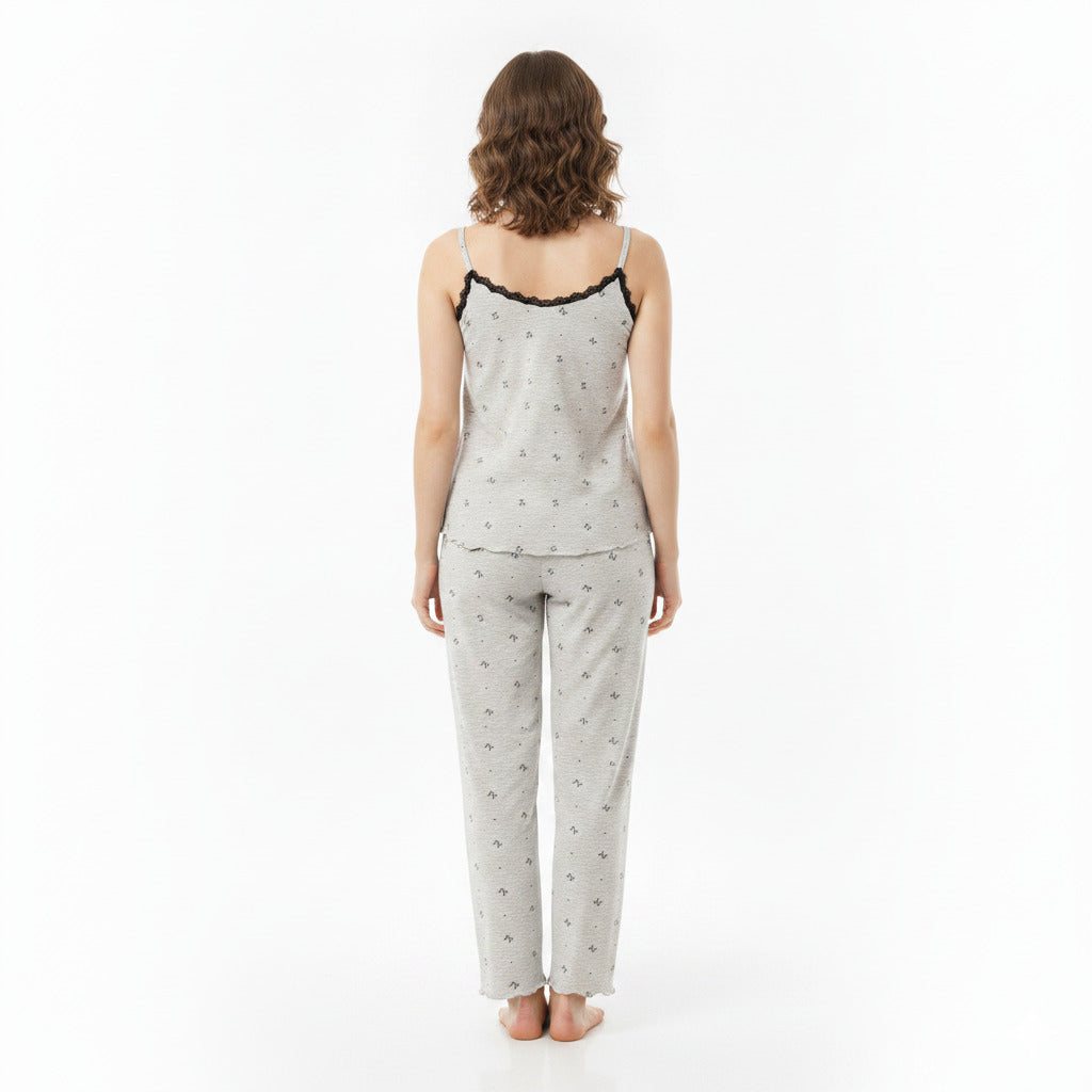 JOANNA 216743BT Women's 3-Piece Pyjama Set Soft Breathable Loungewear Long Sleeve Top, Cami and Pants Cotton Blend Sleepwear