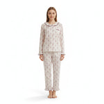 JOANNA 291363 Women's 2-Piece Long Sleeve Frill Trim Pajama Set