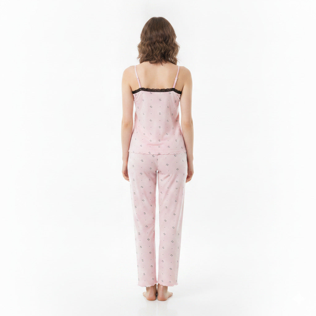 JOANNA 216743BT Women's 3-Piece Pyjama Set Soft Breathable Loungewear Long Sleeve Top, Cami and Pants Cotton Blend Sleepwear