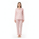 JOANNA 291363 Women's 2-Piece Long Sleeve Frill Trim Pajama Set