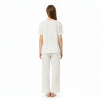 JOANNA 281881BT 2-Piece Pajama Set Short Sleeve Button-Front Top and Pants Soft Printed Sleepwear for Women