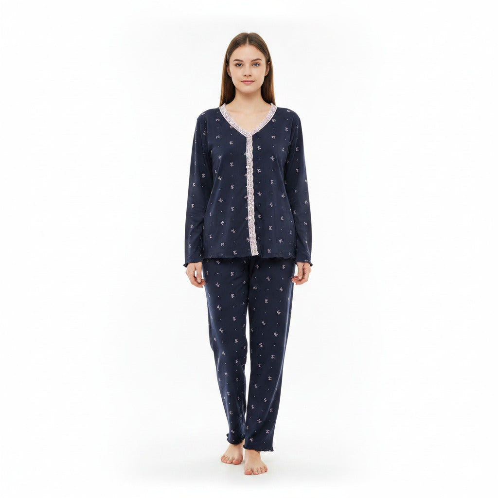 JOANNA 216743BT Women's 3-Piece Pyjama Set Soft Breathable Loungewear Long Sleeve Top, Cami and Pants Cotton Blend Sleepwear