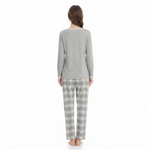 JOANNA 246696T Long Sleeve Pajama Set with Plaid Trousers