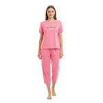JOANNA 281917-1T 2-Piece Pajama Set Short Sleeve Heart Print Top and Capri Pants Soft Sleepwear