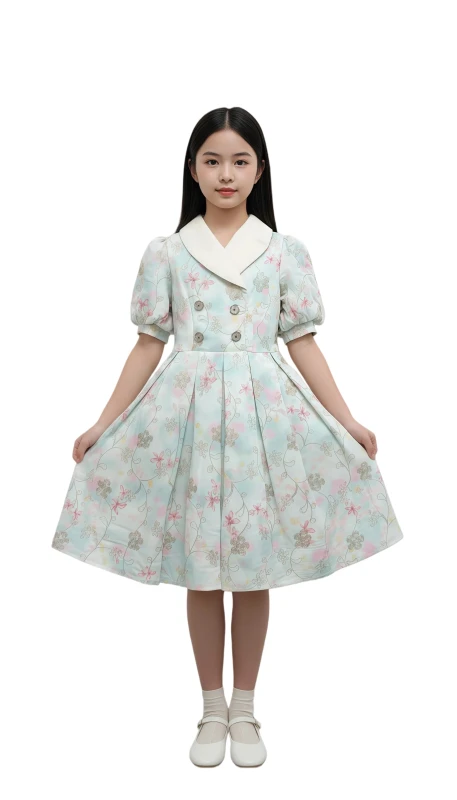 Girls Mint Whisper Dress - SeaGreen