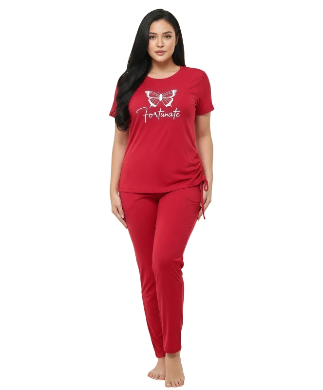 281916T Ladies' Butterfly Side-Tie Pajamas - Red