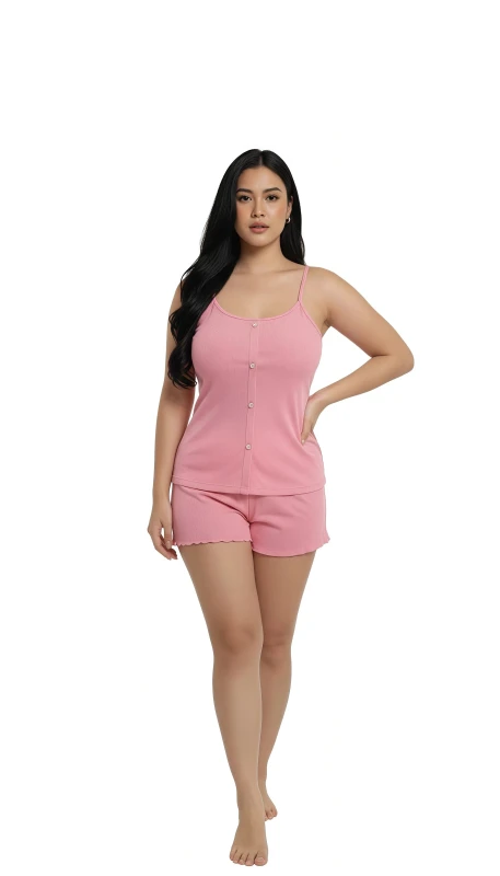 Women's Relaxed Ribbed Tank & Shorts - Pink