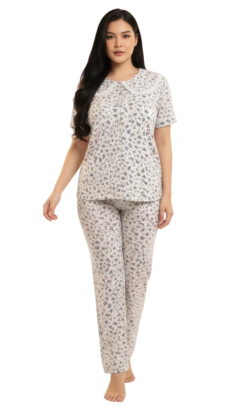 Women's Floral Whisper Comfort Pajama Set - Blue