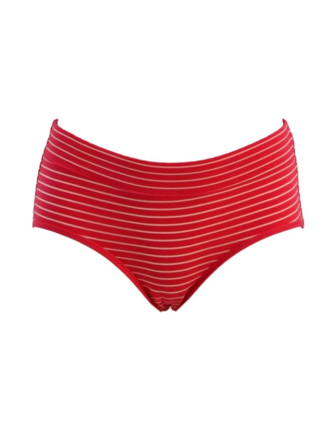 JOANNA Women's Striped Design Mid Rise 3-Pack Panties, Multicolor - Red