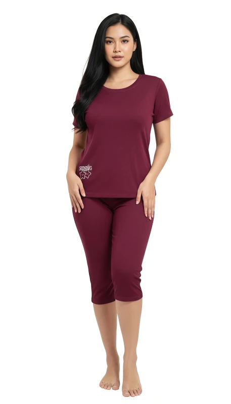 Women's Relaxed Fit Sleep & Lounge Set - Maroon