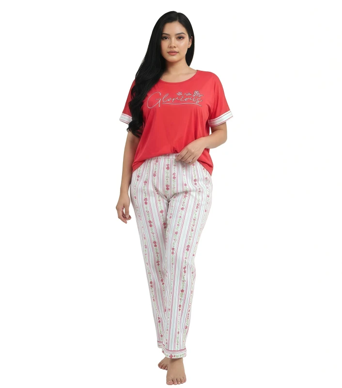 Women's Glorious Bloom Pajama Set - Red