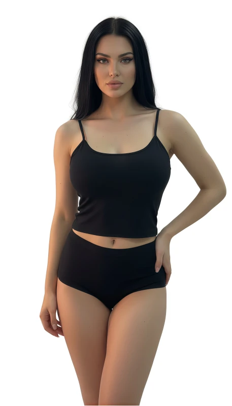 Women's Soft Stretch Basic Spaghetti Strap Bralette Tank Top - Black