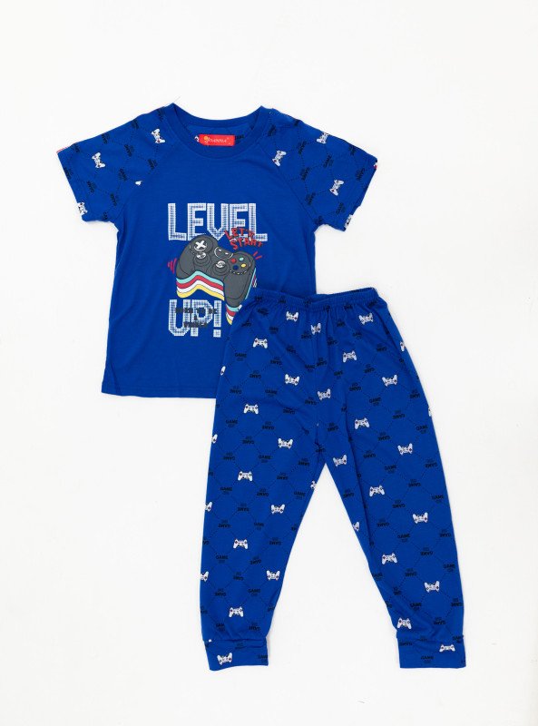 Boys' "Level Up" Gamer Pajama Set - Blue