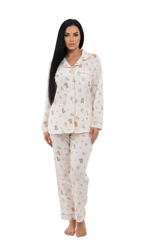 Women's Teddy & Blossom Comfort Pajama Set - LightBrown