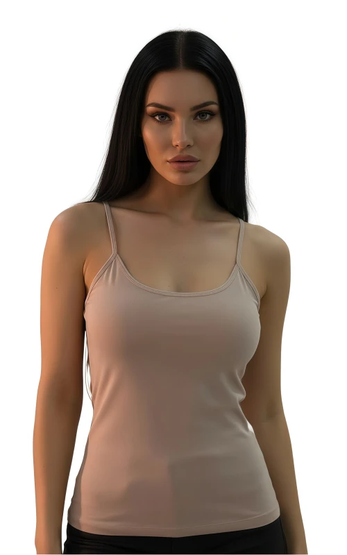 Women's Soft Stretch Basic Spaghetti Strap Bralette Tank Top - Beige