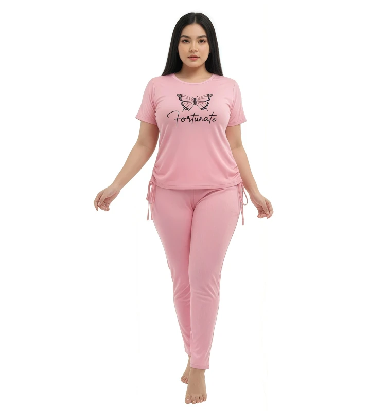 281916T Ladies' Butterfly Side-Tie Pajamas - Pink