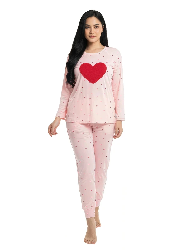 Women's Big Heart & Tiny Hearts PJ Set - Pink