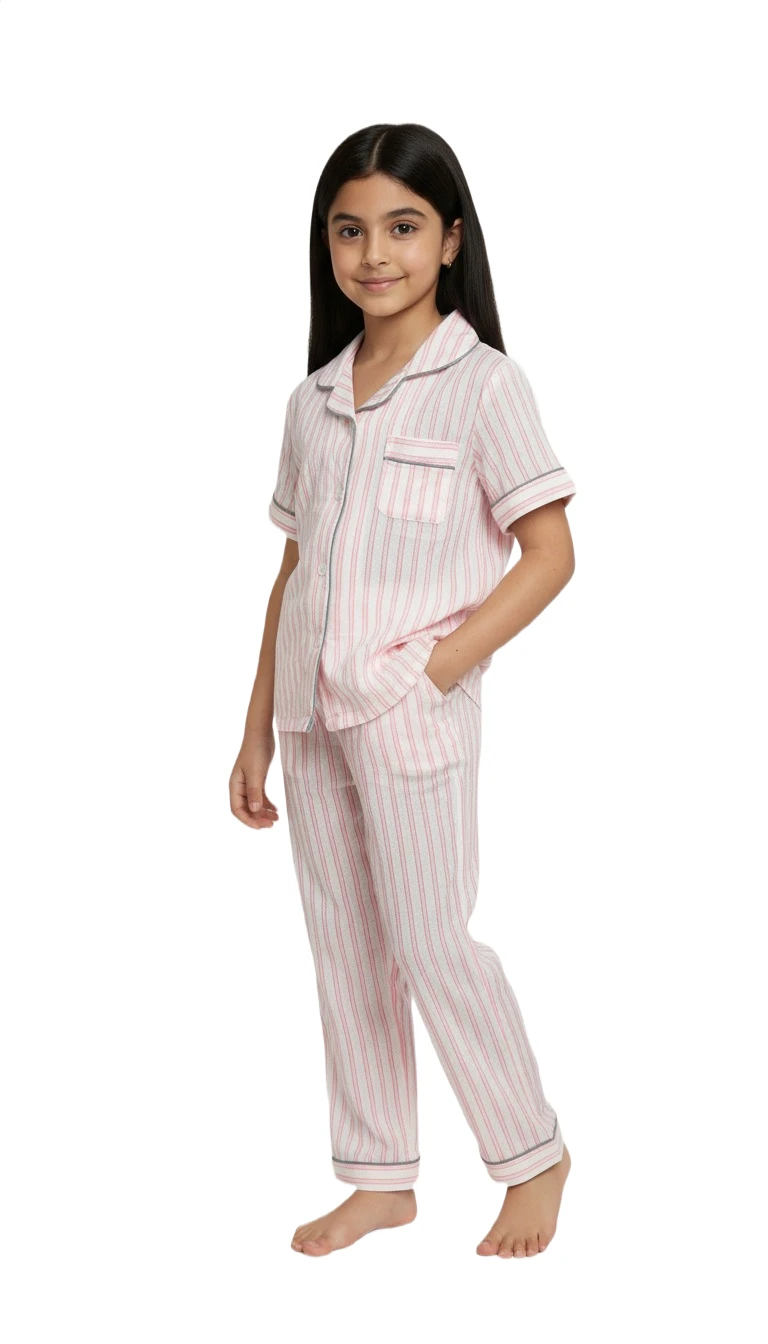 F816670 Girls' Classic Striped Pajama Set - Pink