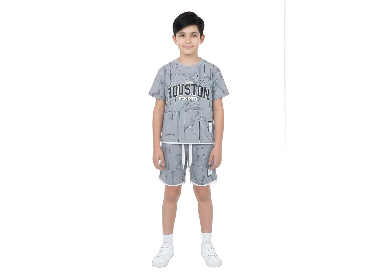 Boys' Houston Graphic Tee & Short Set - Gray