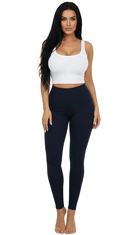 Women's High-Waisted Full-Length Seamless Stretch Leggings - Black