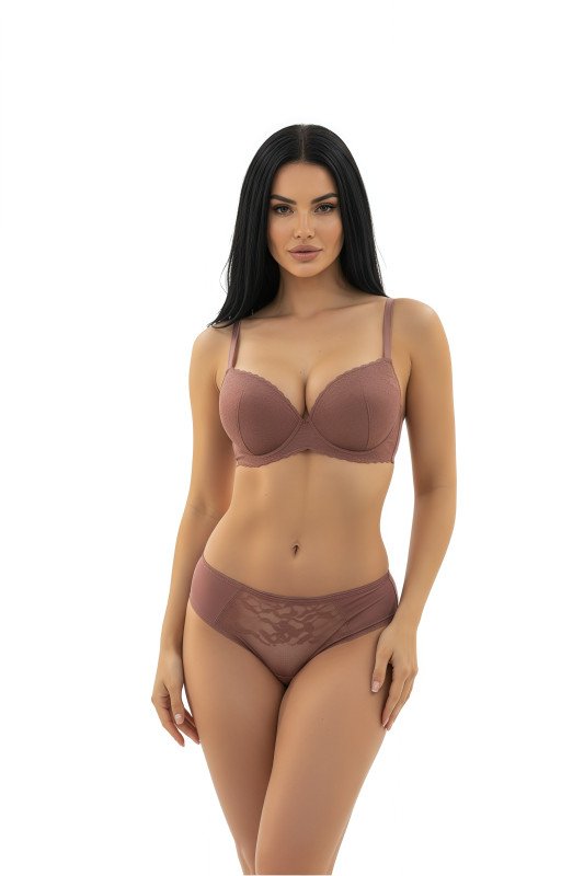 Women's Everyday Comfortable Bra & Panty Set Seamless, Breathable, and Lightweight Lingerie for Daily Wear Full Coverage Bra for Women - Brown
