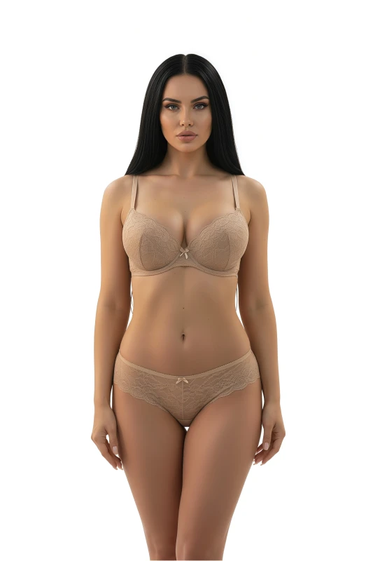 Women's Daily Comfort Innerwear Set, Seamless, Lightweight Bra & Panty with Full Coverage - LightBrown