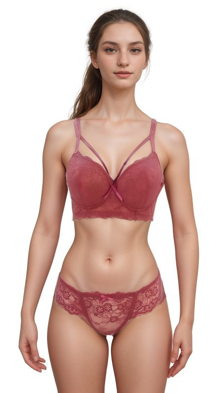 Women's Seamless Everyday Lingerie Set, Ultra-Comfortable Full Coverage Bra & Panty for All-Day Support - Pink