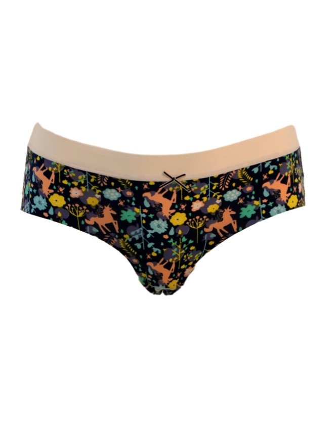 JOANNA Women's Animal & Floral Design Mid Rise 3-Pack Panties, Multicolor - Black