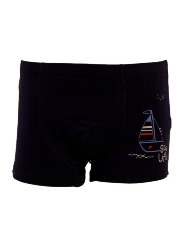 Boy's Sea Life & Boat Design Boyshort 3-Pack Underwear, Multicolor - Black