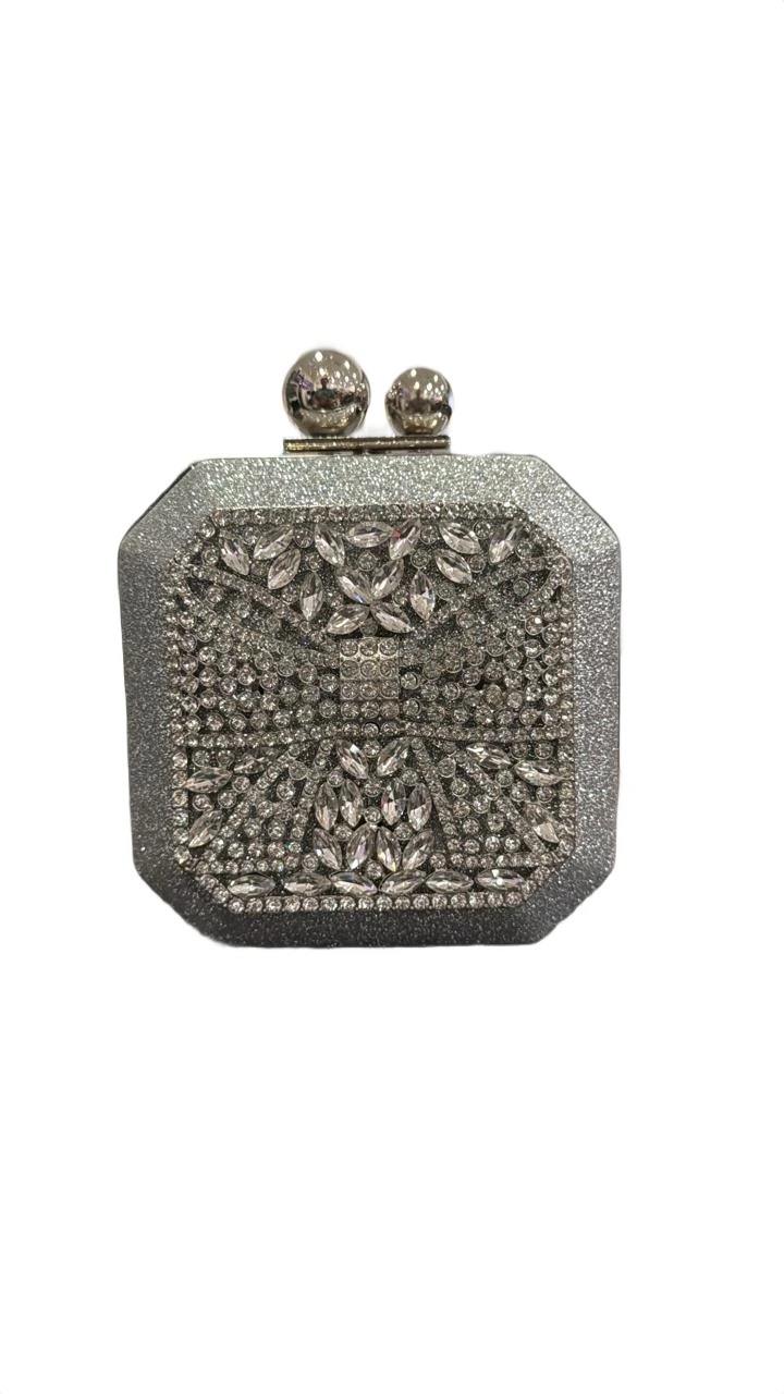 The Octagon Jewel Clutch - Silver
