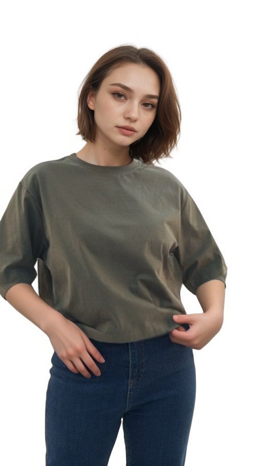 Women's Oversized Crew Neck Short Sleeve T-Shirt - Green