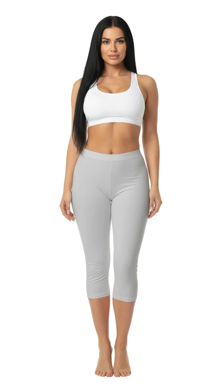 Women's Comfort Stretch Mid-Calf Activewear Leggings - White