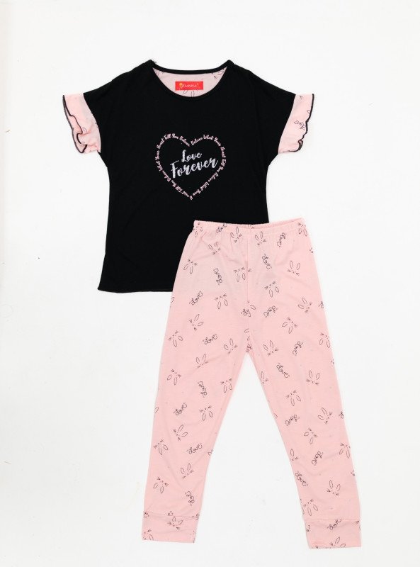 Girls' Love Forever Pajama Set - Black