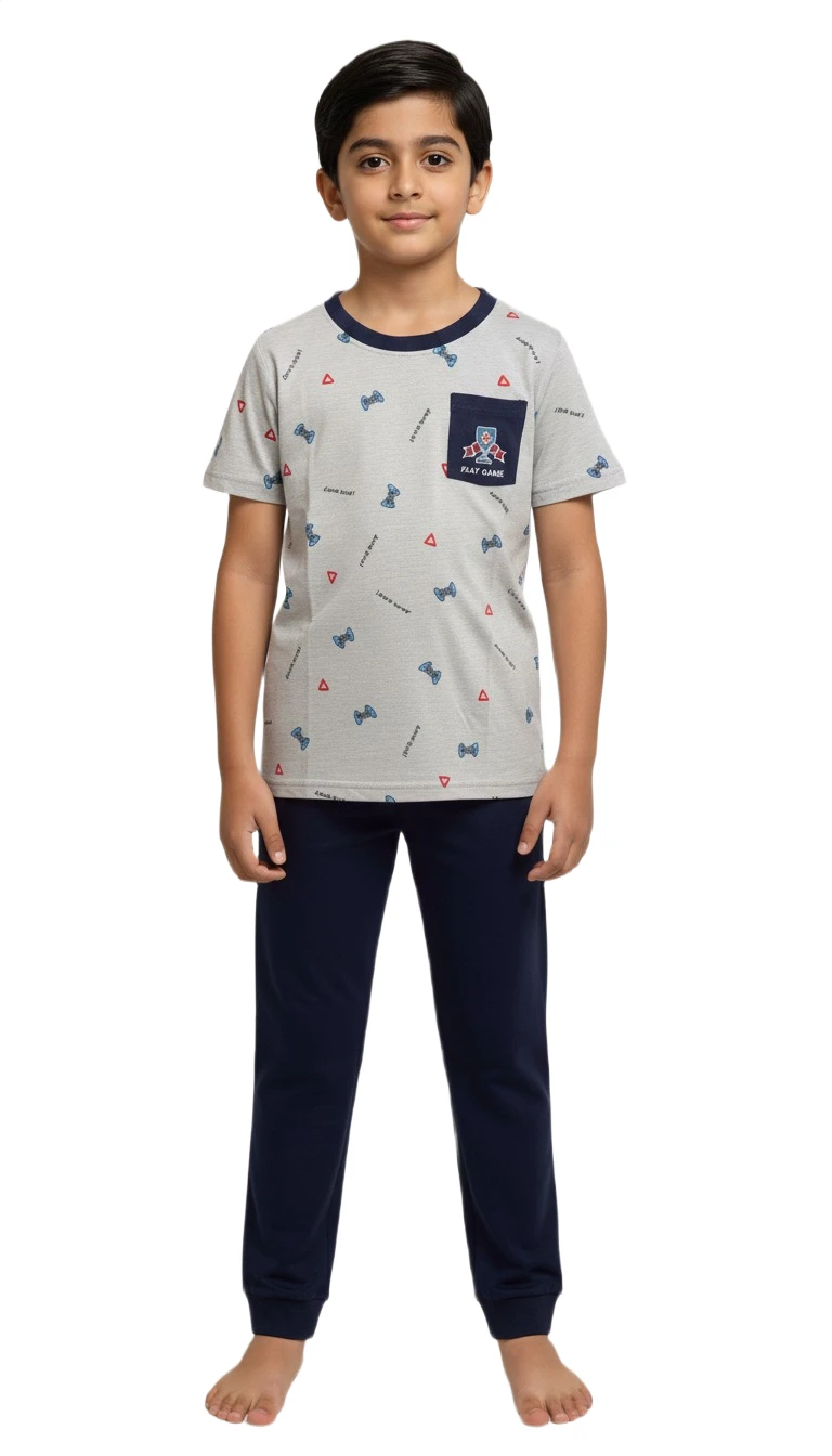922804H Boys' Gaming Print Pajama Set - Gray