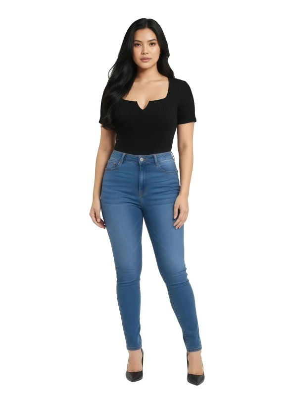 Women's Sweetheart Notch Neck Top - Black