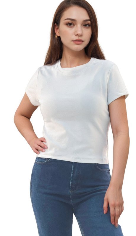 Women's Slim Fit Half Sleeve T-Shirt - White