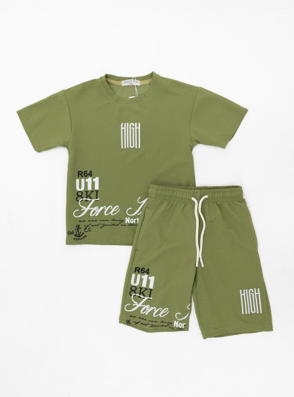 Boys' Printed Cotton Summer Set - Green