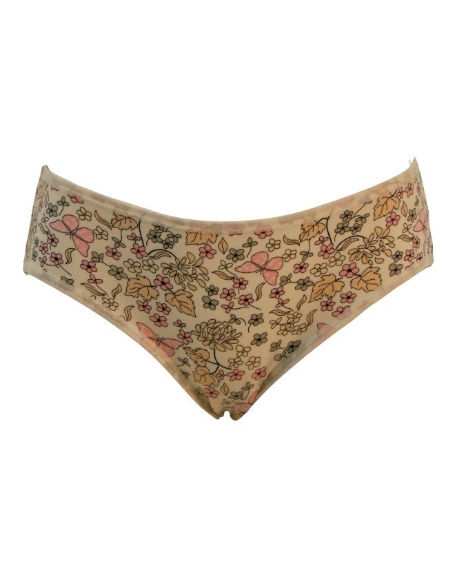 Women's Floral & Butterfly Design Mid Rise 6-Pack Panties, Multicolor - Beige