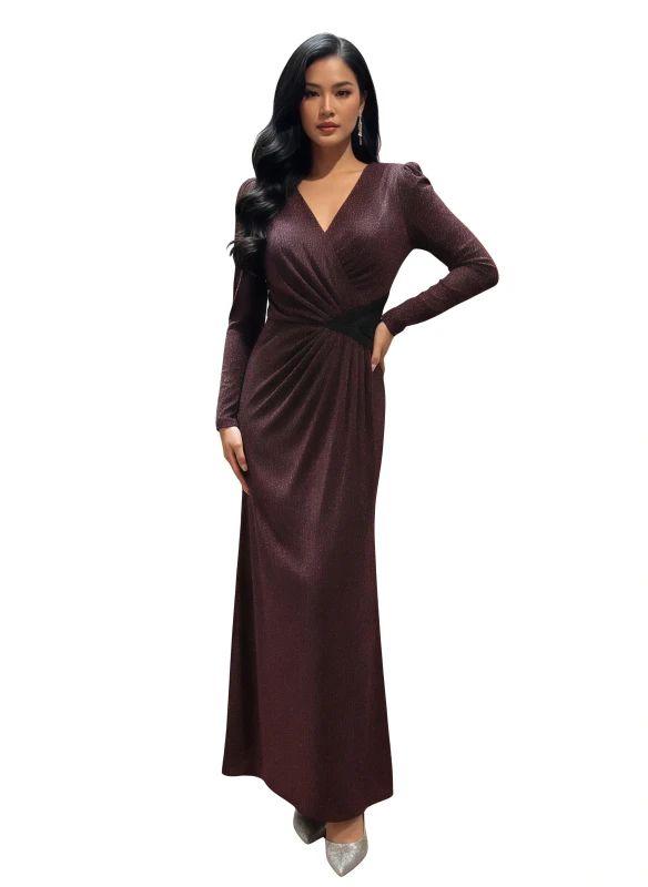 Women's Serpentine Shimmer Gown - Burgundy