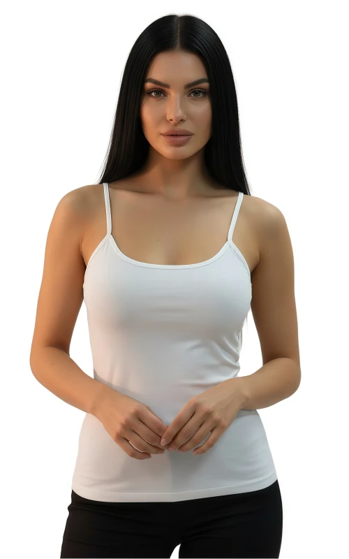Women's Soft Stretch Basic Spaghetti Strap Bralette Tank Top - White