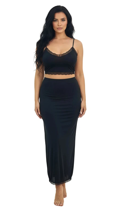 Women's Ribbed Knit High-Waisted Bodycon Maxi Skirt - Black