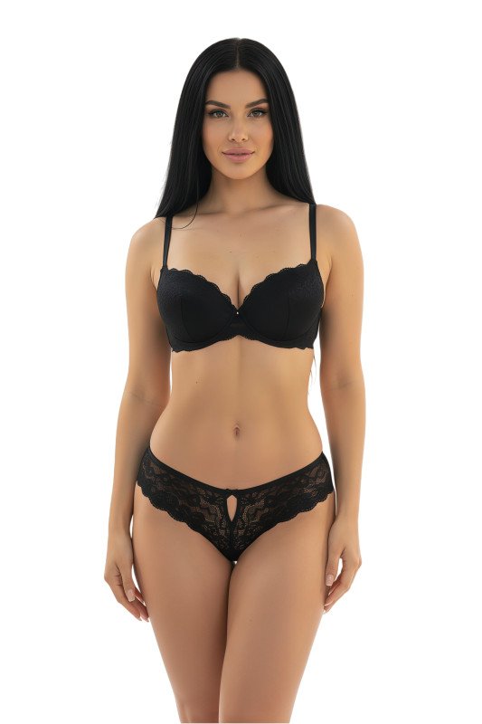 Women's Everyday Comfortable Bra & Panty Set Seamless, Breathable, and Lightweight Lingerie for Daily Wear Full Coverage Bra for Women - Black