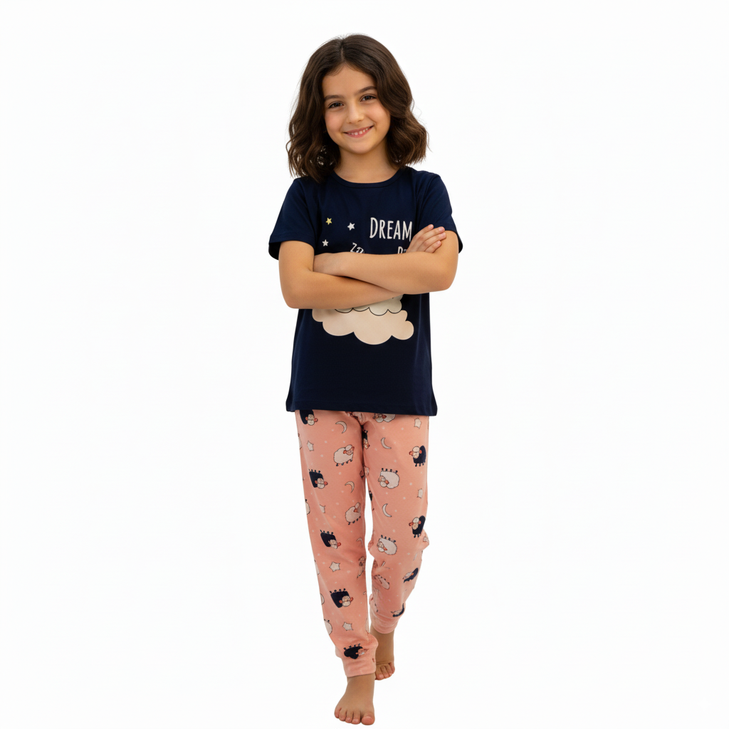 Dream Big Girls’ Pajama Set – Soft, Cozy & Adorable Sleepwear - Black