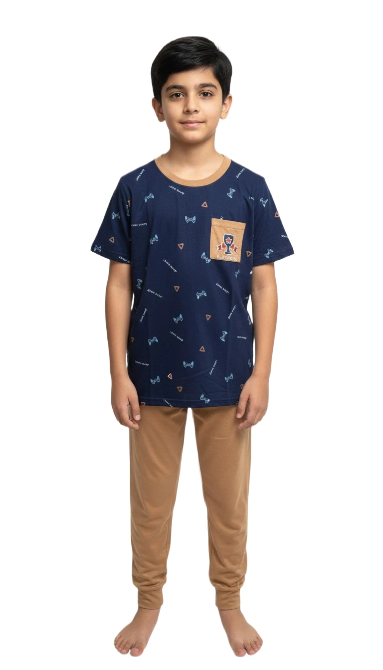 922804H Boys' Gaming Print Pajama Set - Blue